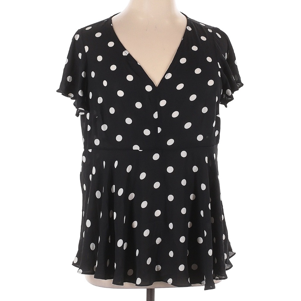 Torrid Black and White Polka Dot Peplum Top Size 2